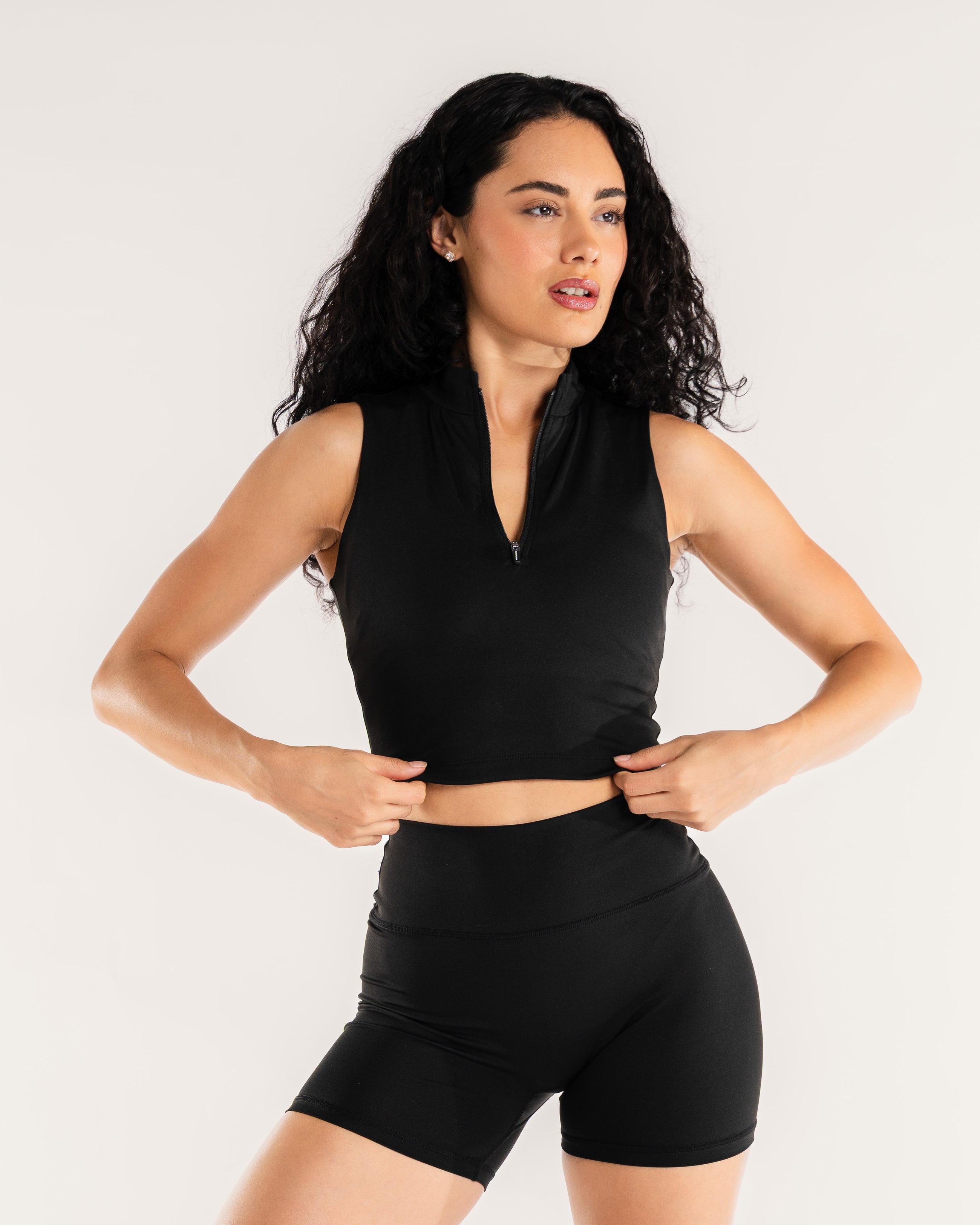 Progress Black Zip Up Crop