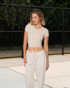 Serene Sand Dollar Baby Tee and Bliss Vanilla Ice Straight Leg Sweatpants