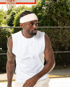 Optic White Muscle Tank and  Sand Dollar Headband