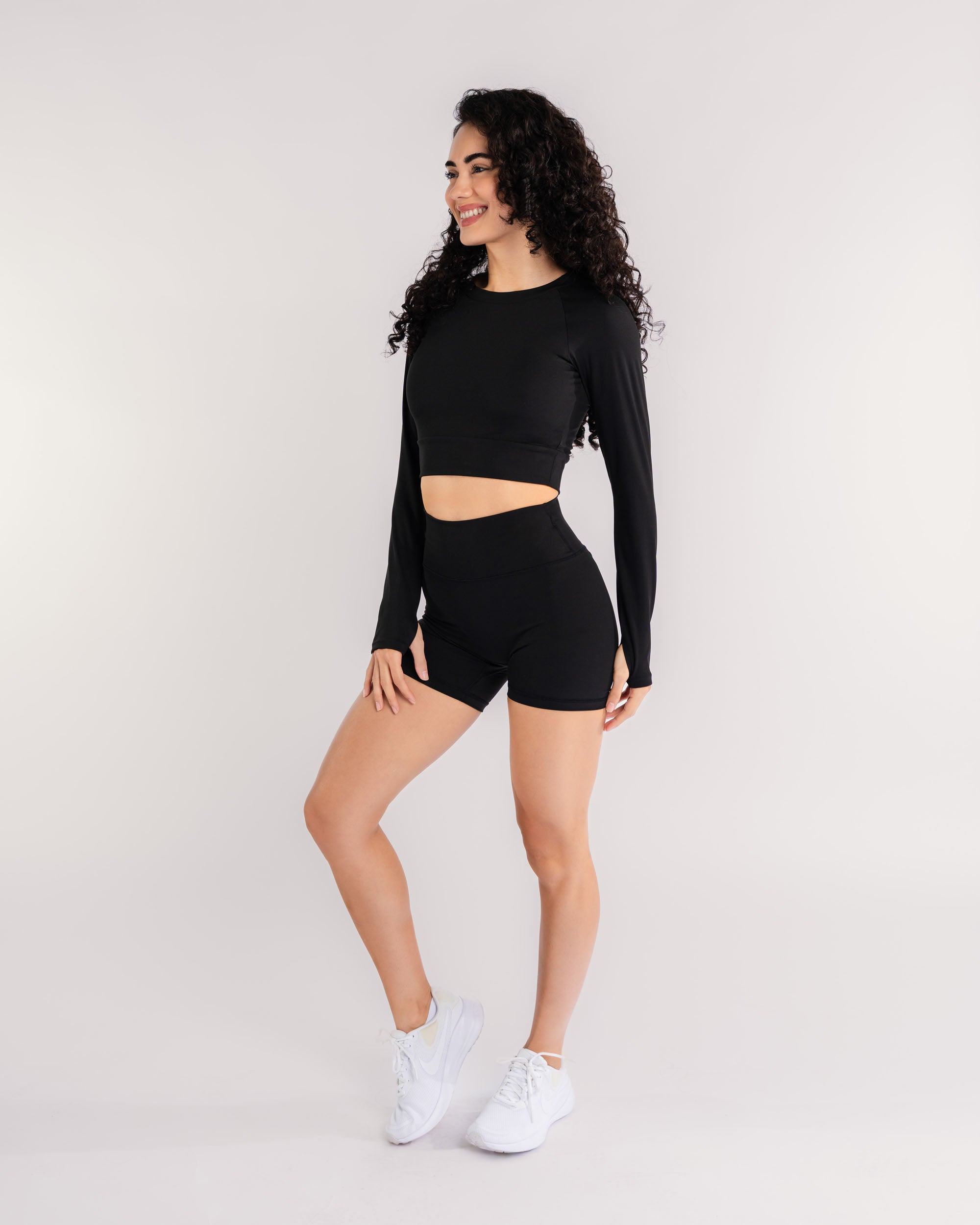 Progress Black Long-sleeve Crop