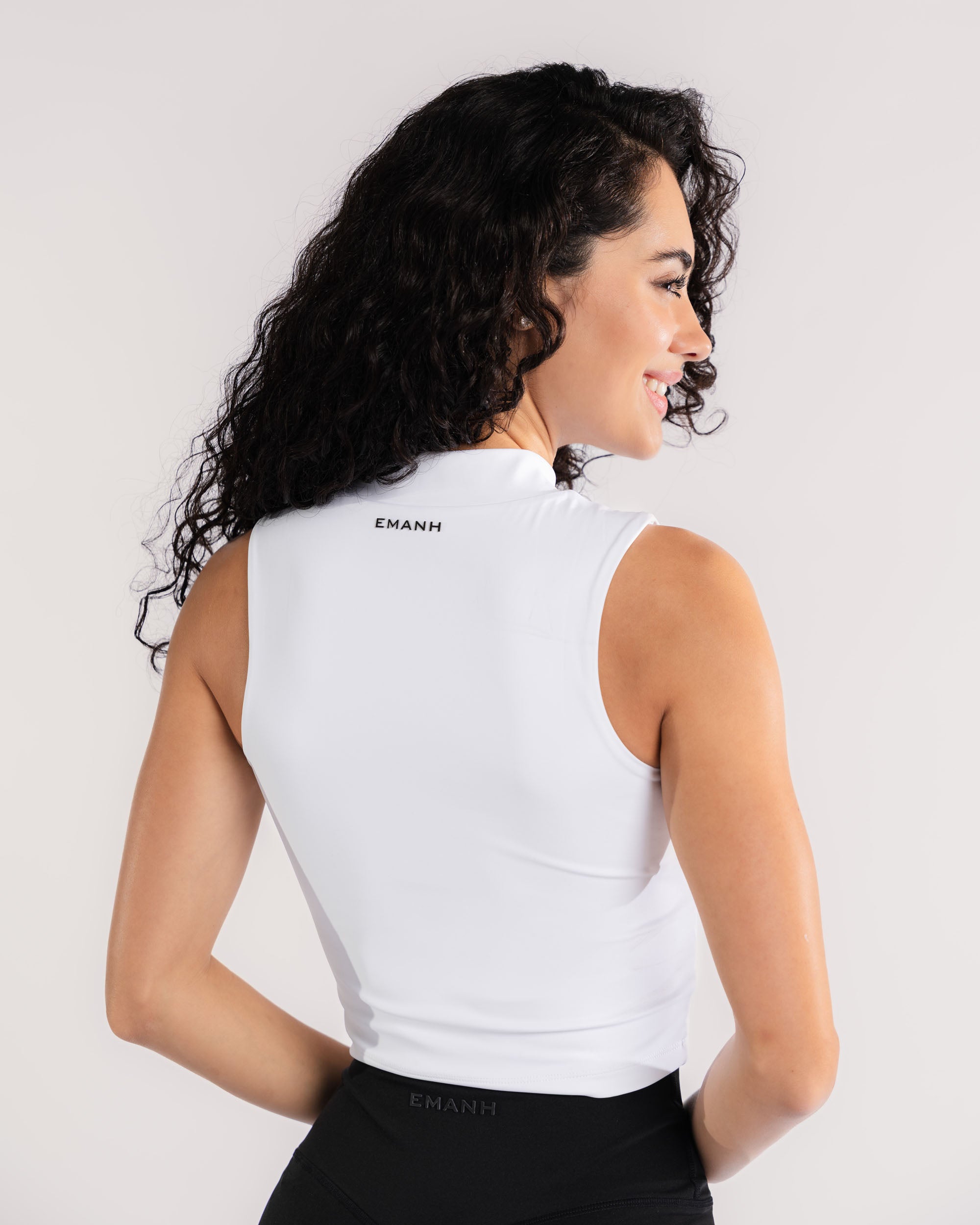 Optic White Zip Up Crop