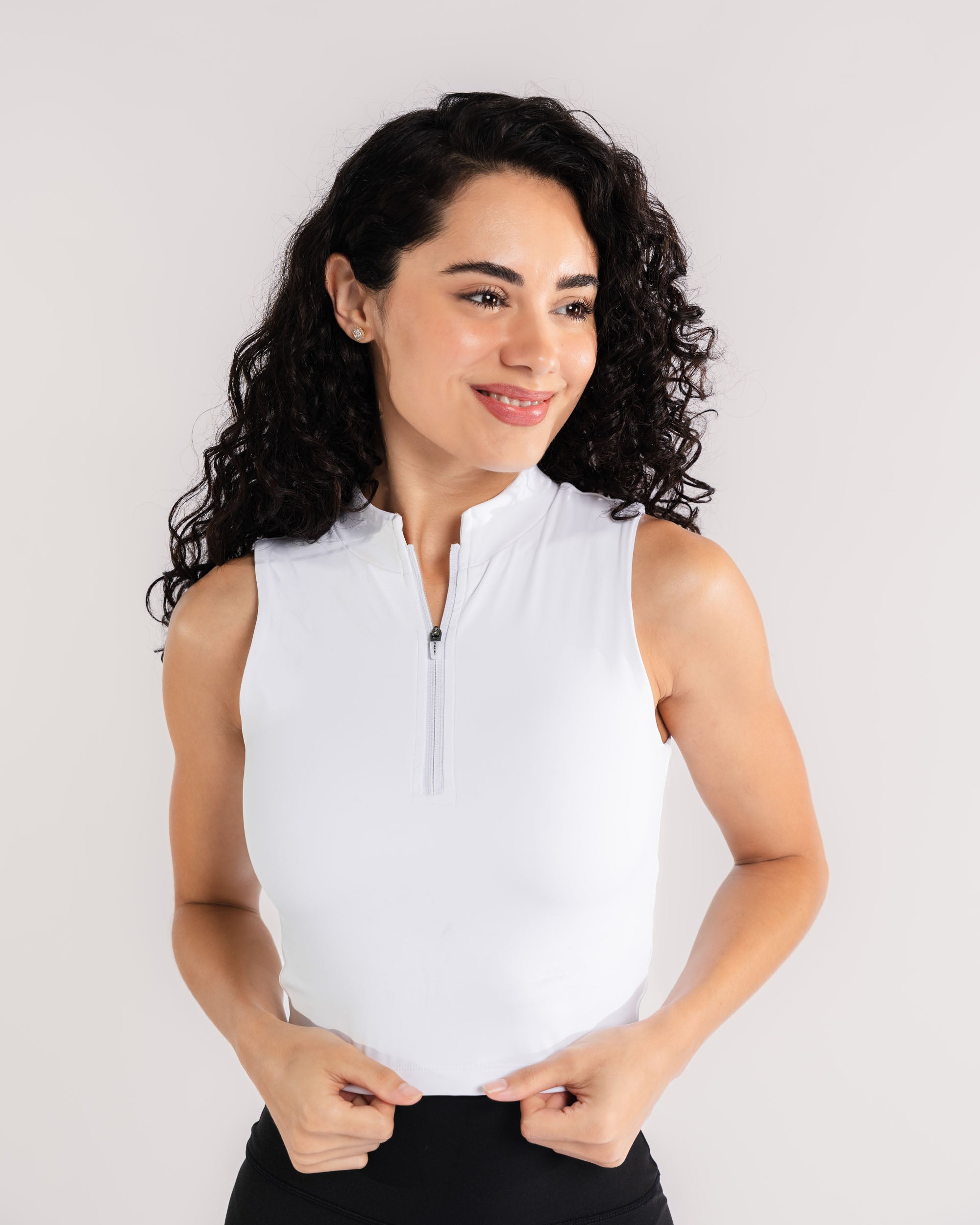 Optic White Zip Up Crop