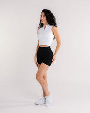 Optic White Zip Up Crop