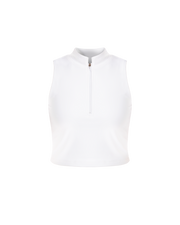 Optic White Zip Up Crop
