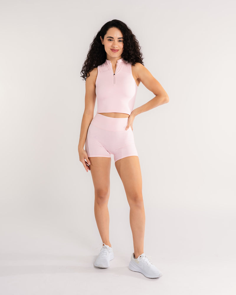 Icy Pink Zip Up Crop
