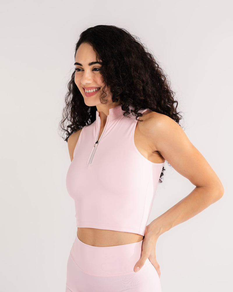 Icy Pink Zip Up Crop