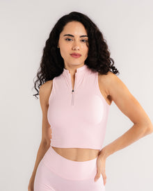 Icy Pink Zip Up Crop